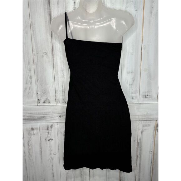 JOAH BROWN BLACK RIBBED KNIT ONE SHOULDER STRETCH MINI SIDE SLIT SLIP DRESS S/M - Picture 6 of 13